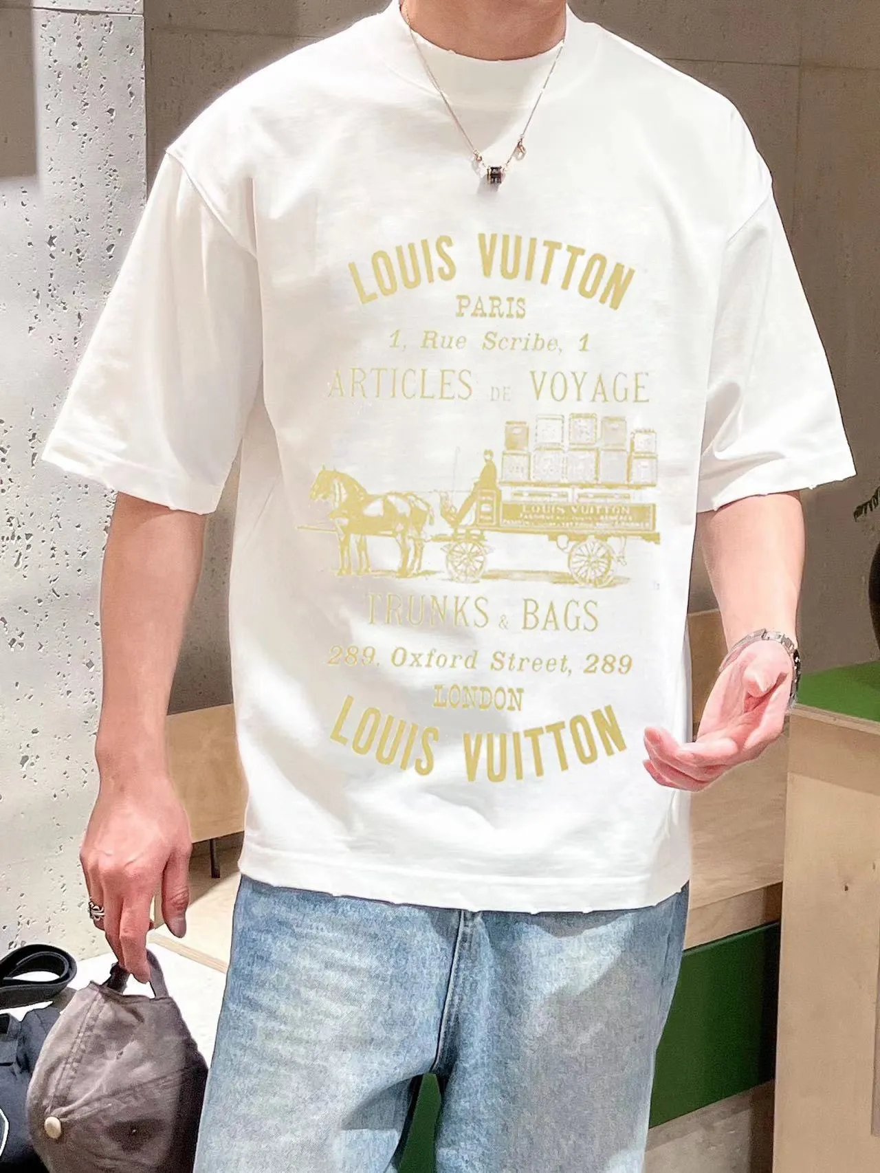 Louis Vuitton/Louis Vuitton carriage slogan printed short sleeves